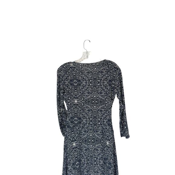 Garnett Hill Brianna‎ Surplice Knit Dress Blue White Faux Wrap Slimming Small - Picture 7 of 11